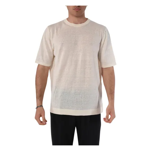 Costumein , Linen T-shirt Regular Fit ,White male, Sizes: