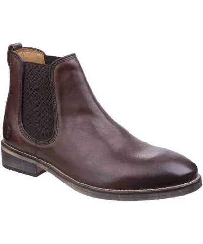 Cotswold Mens Corsham Town Leather Pull On Casual Chelsea Ankle Boots (Dark Brown) - Multicolour