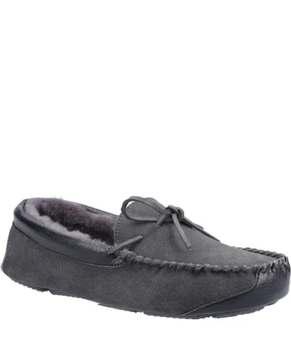 Cotswold Mens Northwood Suede Moccasin Slippers (Grey)