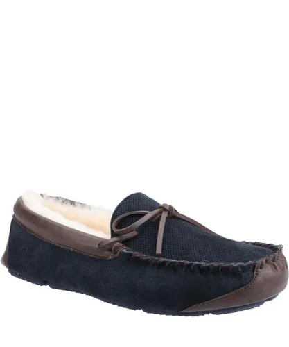 Cotswold Mens Northwood Suede Moccasin Slippers (Navy)