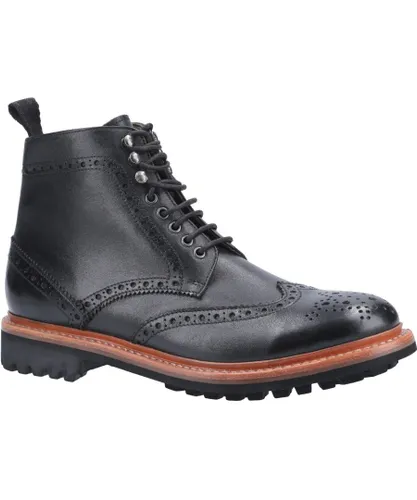 Cotswold Mens Rissington Commando Goodyear Welt Lace Up Boot - Black Leather