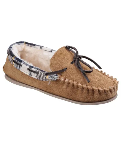 Cotswold Womens/Ladies Kilkenny Classic Fur Lined Moccasin Slippers (Tan) Suede