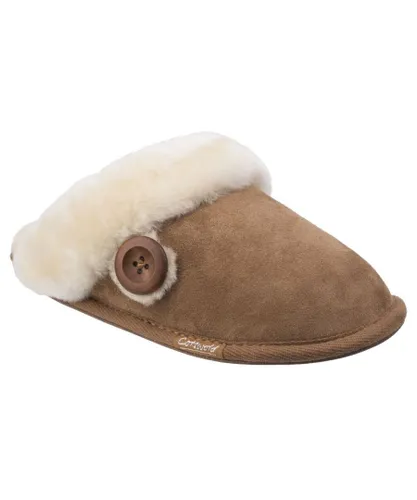 Cotswold Womens/Ladies Lechlade Sheepskin Mule Slippers (Chestnut)