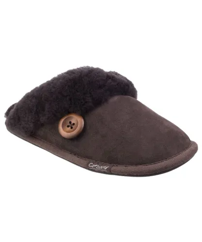 Cotswold Womens/Ladies Lechlade Sheepskin Mule Slippers (Chocolate)