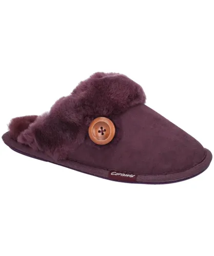 Cotswold Womens Lechlade Sheepskin Mule Slipper - Purple Leather