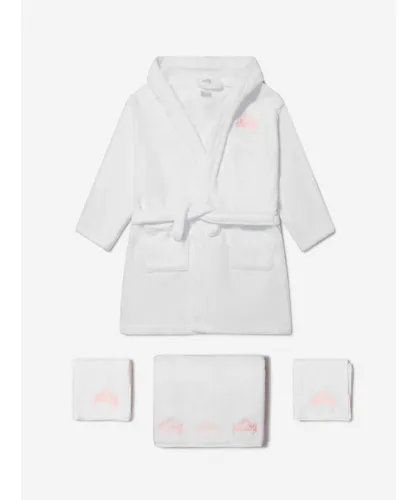 Cotton and Company Baby Girls Organic Crown Muslin Bathrobe And Towel Set - Pink