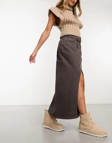 Cotton On denim maxi skirt in brown