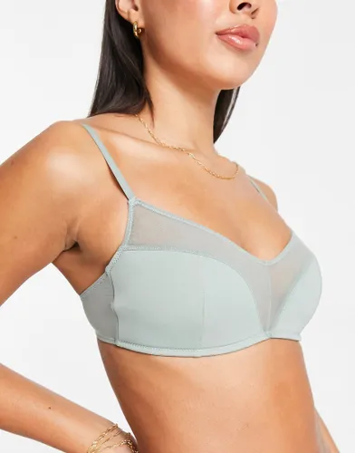 Cotton On mesh contrast bralette in sage green