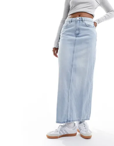 Cotton On straight denim maxi skirt in light wash blue