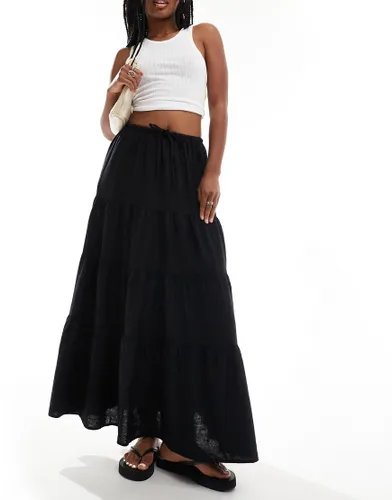 Cotton:On Haven tiered maxi skirt in black