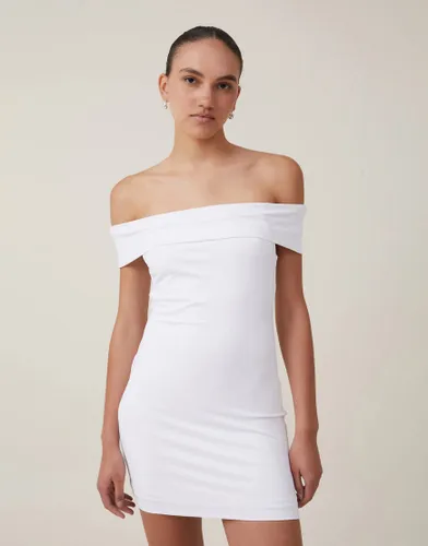 Cotton:On Off shoulder luxe mini dress in white