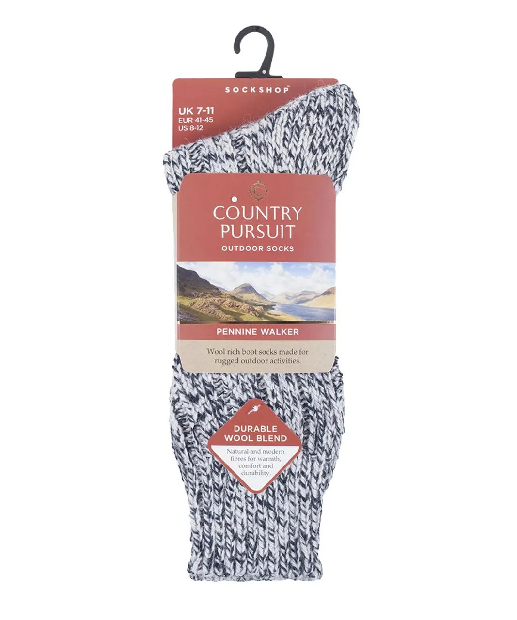 Country Pursuit PENNINE WALKER - Mens Heavy Kntted Wool Hiking Socks for Walking - Cream