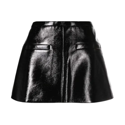 Courrèges , Black Heritage A-line Vinyl Miniskirt ,Black female, Sizes: