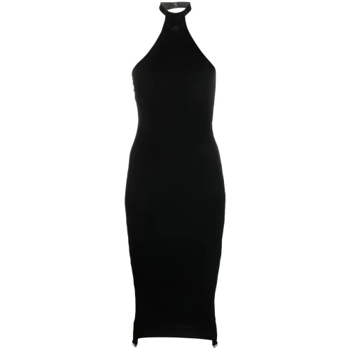 Courrèges , Black Knit Dress with Glitter Details ,Black female, Sizes: