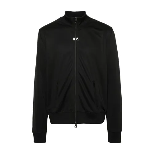 Courrèges , Black Logo Jacket with Zip Closure ,Black male, Sizes: