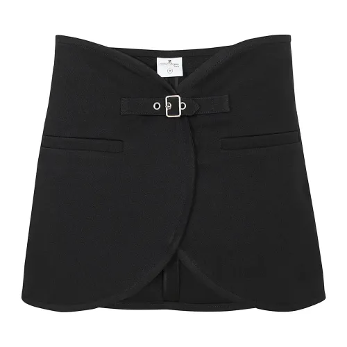 Courrèges , Black Twill Mini Skirt ,Black female, Sizes: