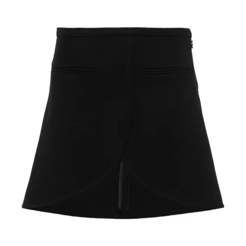 Courrèges , Black Twill Weave Skirt ,Black female, Sizes: