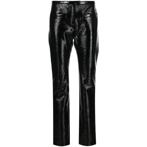 Courrèges , Black Vinyl Skinny Trousers ,Black female, Sizes: