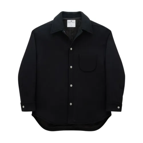Courrèges , Black Wool Blend Shirt Jacket ,Black male, Sizes: