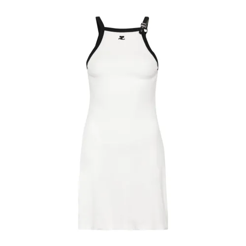 Courrèges , Buckle contrast dress ,White female, Sizes: