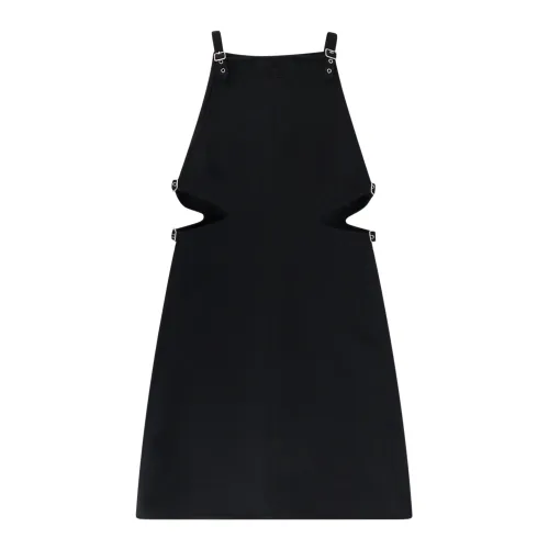 Courrèges , Elegant Black Dress with Metal Buckles ,Black female, Sizes: