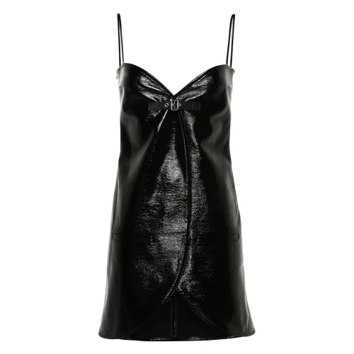 Courrèges , Ellipse Crinkled Mini Dress ,Black female, Sizes: