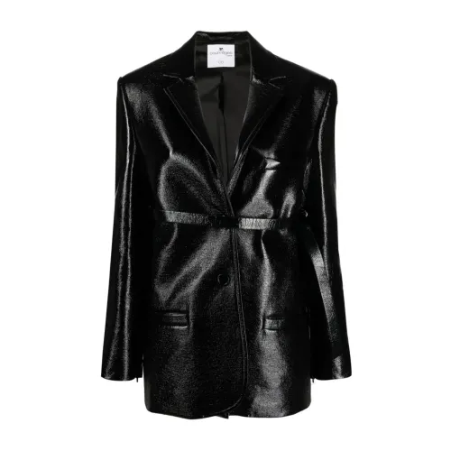 Courrèges , Faux Leather Patent Jacket ,Black female, Sizes: