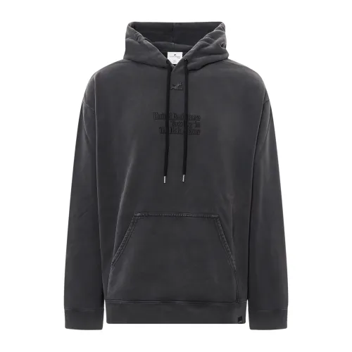 Courrèges , Grey Oversize Hooded Sweatshirt ,Gray male, Sizes: