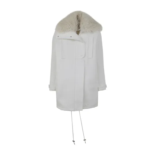 Courrèges , Heritage White Tech Twill Parka Coat ,White female, Sizes: