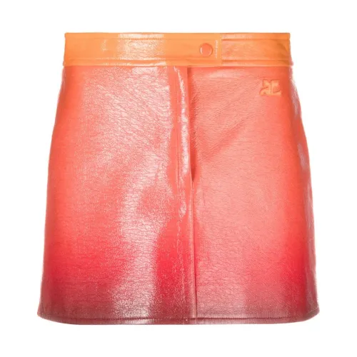 Courrèges , Iconic Vinyl Miniskirt ,Orange female, Sizes: