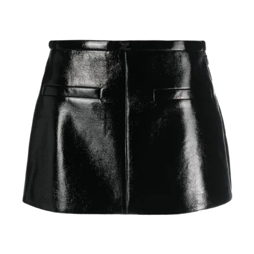Courrèges , Jet Black Vinyl Miniskirt ,Black female, Sizes: