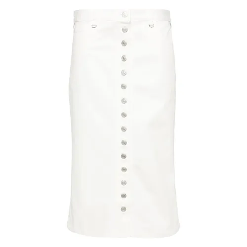 Courrèges , Low-Rise Midi Denim Skirt ,White female, Sizes: