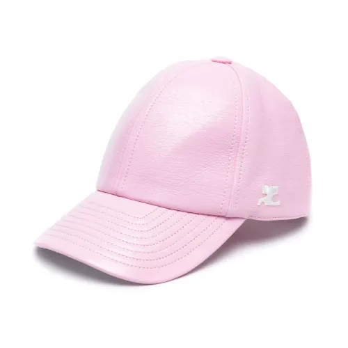 Courrèges , Pink Logo-Embroidered Grained Cap ,Pink female, Sizes: