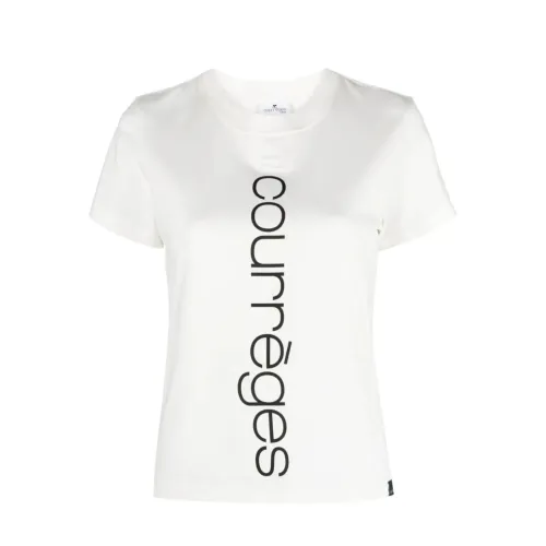 Courrèges , White Cotton Logo T-Shirt ,White female, Sizes:
