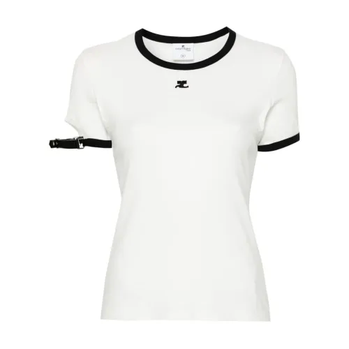 Courrèges , Womens Clothing T-Shirts Polos White Ss24 ,White female, Sizes: