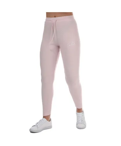 Couture Club Womenss Signature Ribbed Leggings in Pink Cotton
