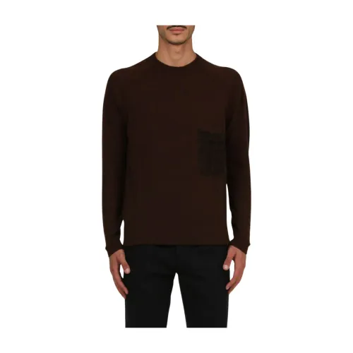 Covert , Round-neck Knitwear ,Brown male, Sizes: