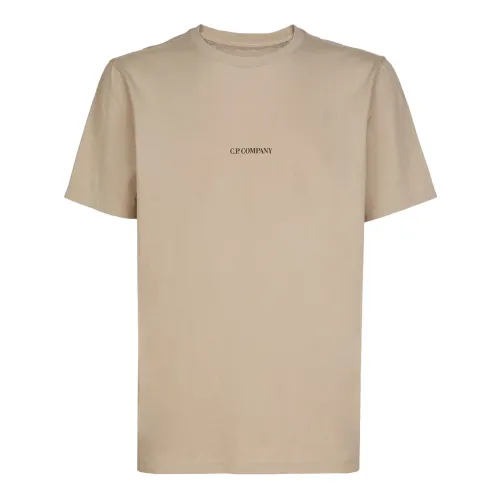 C.p. Company , Beige Cotton Logo T-shirt ,Beige male, Sizes: