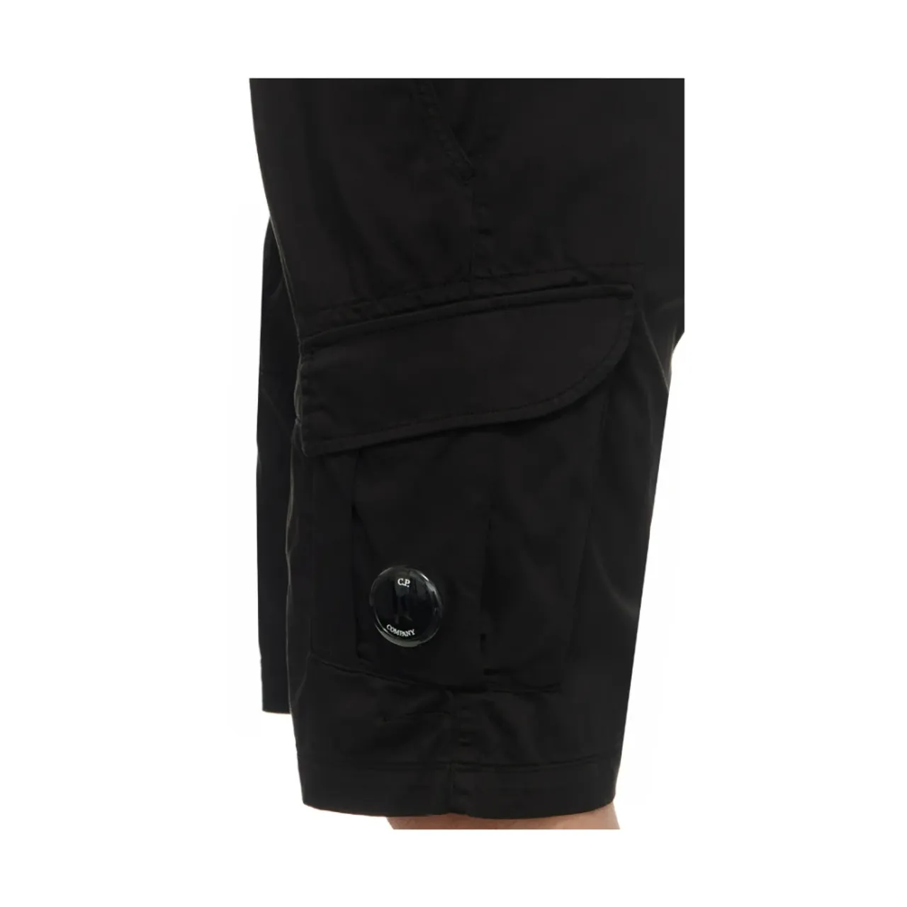 C.p. Company , Black Cargo Shorts with Logo Application ,Black male, Sizes:
