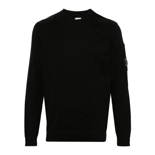 C.p. Company , Black Cotton Crewneck Sweater ,Black male, Sizes: