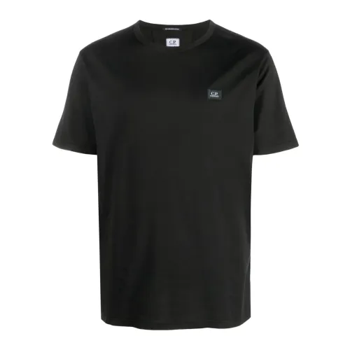 C.p. Company , Black Girocollo T-shirt in Filo di Scozia ,Black male, Sizes: