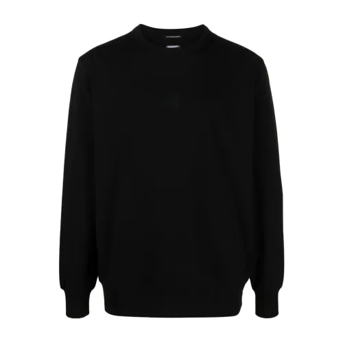 C.p. Company , Black Logo Print Crew Neck Sweater ,Black male, Sizes: