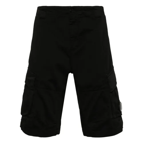 C.p. Company , Black Logo Shorts ,Black male, Sizes:
