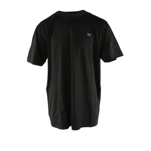 C.p. Company , Black Mercerized Cotton Mens T-shirt ,Black male, Sizes: