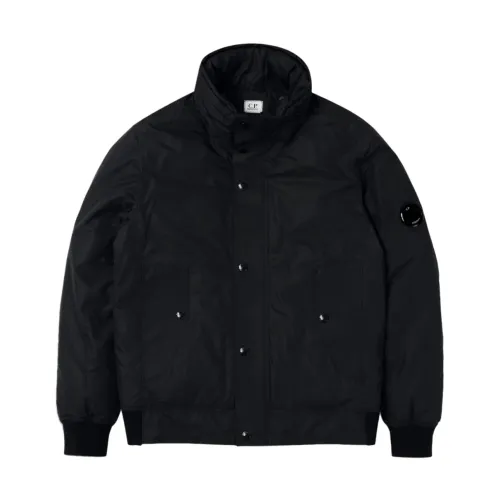 C.p. Company , Black Micro-M Down Jacket with Logo ,Black male, Sizes: