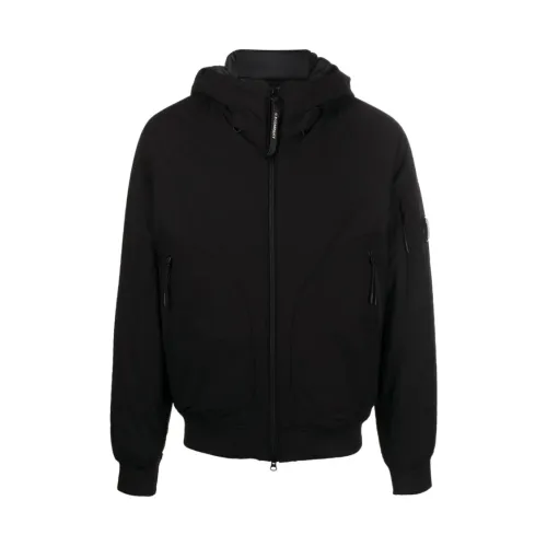 C.p. Company , Black Padded Hooded Jacket with Full Zip ,Black male, Sizes: