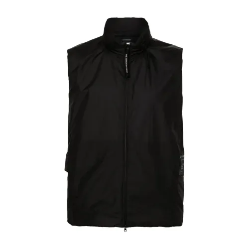 C.p. Company , Black Padded Vest with High Collar and Zip Closure ,Black male, Sizes: