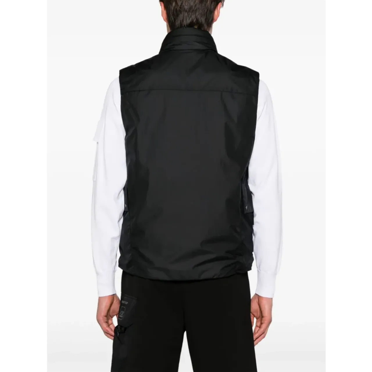 C.p. Company , Black Padded Vest with High Collar and Zip Closure ,Black male, Sizes: