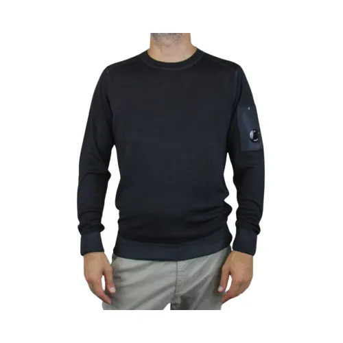 C.p. Company , Black Round Neck Knit Jersey ,Black male, Sizes:
