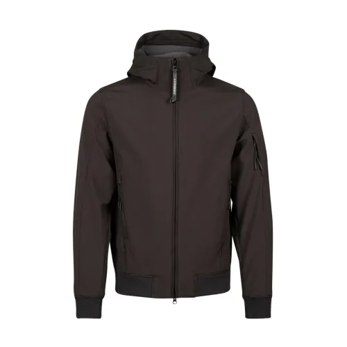 C.p. Company , Black Softshell Jacket with Iconic Lens ,Black male, Sizes: